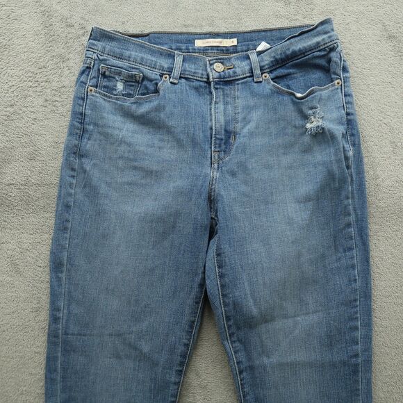 Levi's Jeans Womens Size 6S Blue Mid-Rise Classic Straight 28" Inseam Distressed - Picture 14 of 16